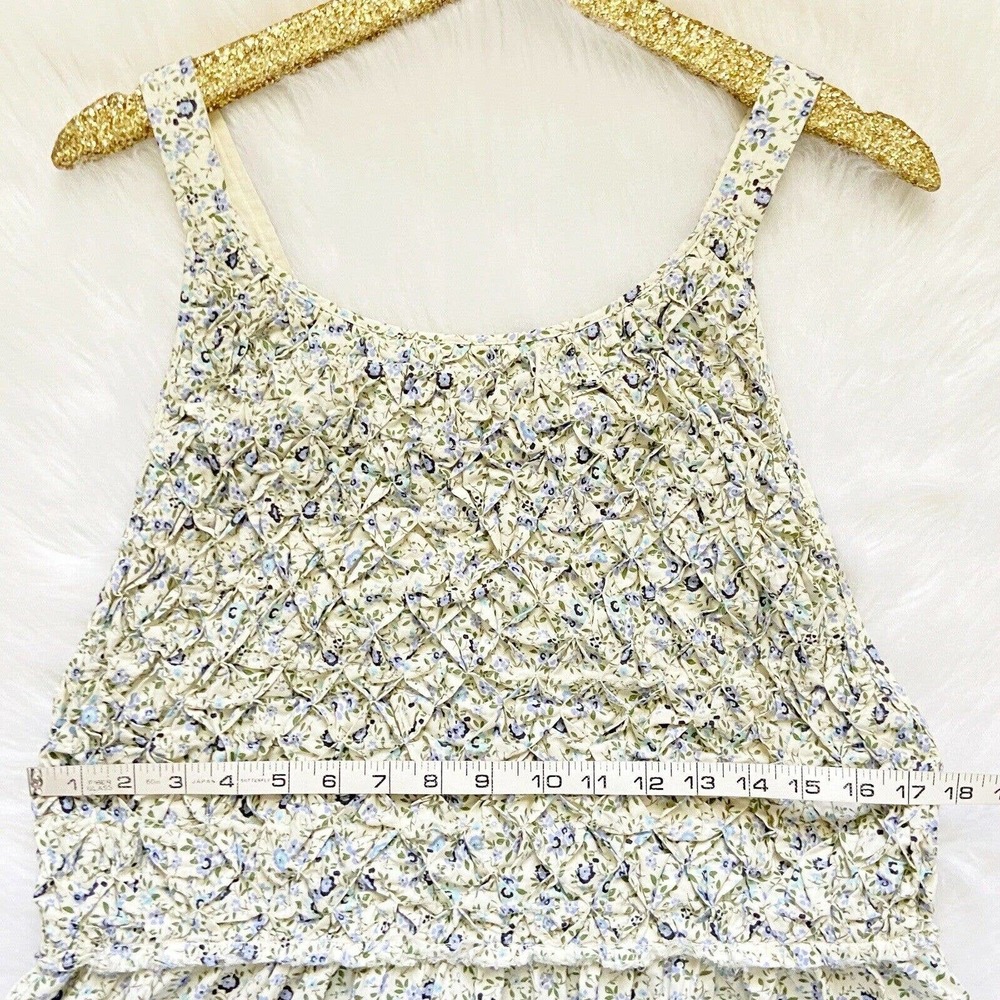 Free People Petunia Mini Dress Tea Combo Ivory Blue Floral Smocked XL New $128 - Picture 3 of 12
